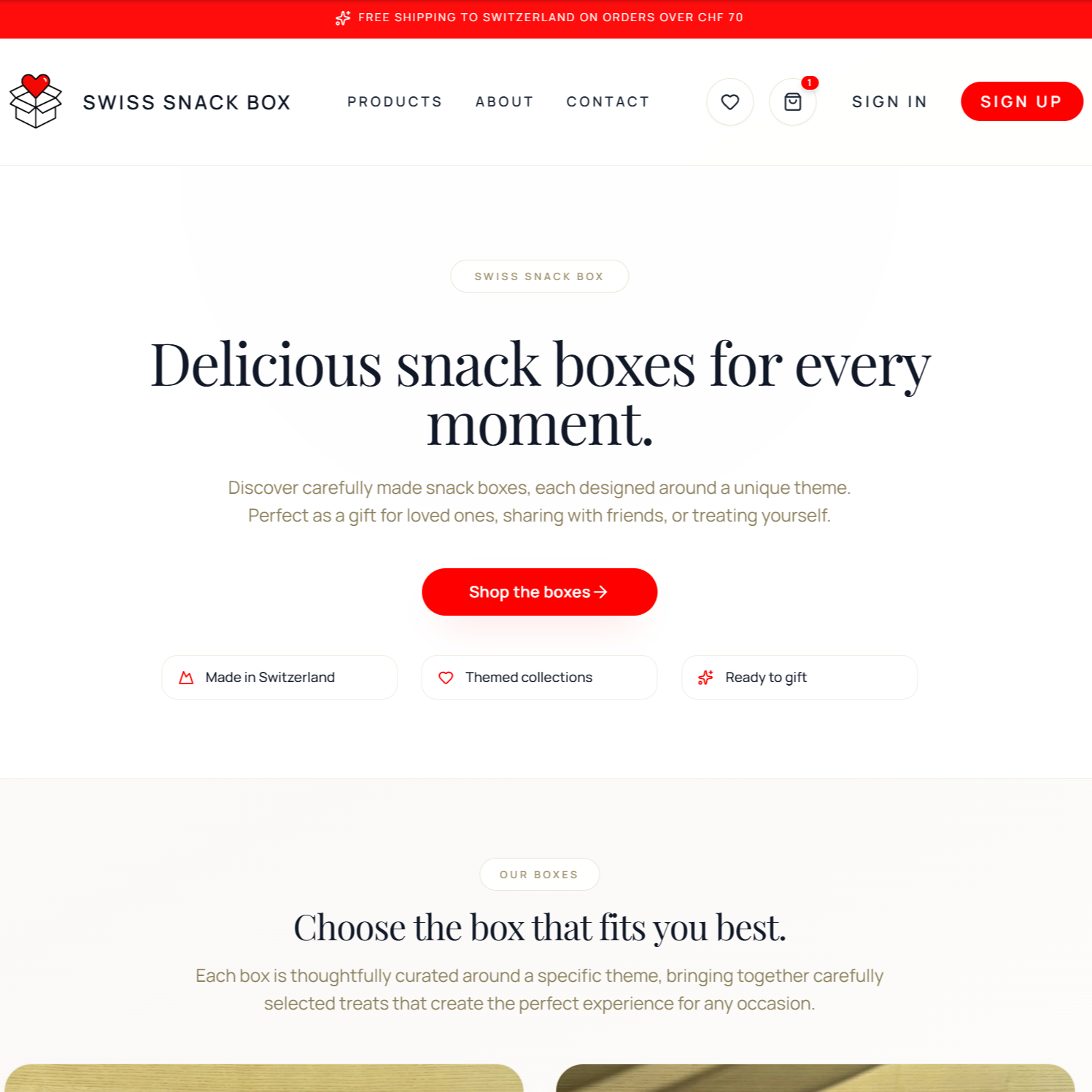 Swiss Snack Box Webseite - Neue Version